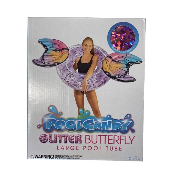 NWT PoolCandy Glitter Butterfly Large Pool Tube - 40" - Picture 6 of 13